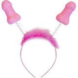 Diadeem - Penis - Met bont - Roze