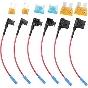 3 paar auto hijskraan kit – 12V micro standaard zekeringhouder met 2 bladen en vlakke steekzekeringhouders voor auto, camper, vrachtwagen, motorfiets en boot
