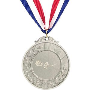 Akyol - bloem medaille zilverkleuring - Liefde - bloemist - cadeau - bloemenwinkel - roos