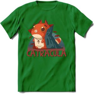Graaf catracula T-Shirt Grappig | Dieren katten halloween Kleding Kado Heren / Dames | Animal Skateboard Cadeau shirt - Donker Groen - S