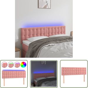 The Living Store Hoofdbord LED 144x5x78/88 cm fluweel roze - LED Hoofdbord - Hoofdbord Met Led Verlichting - Velvet Hoofdbord - Roze Hoofdbord - Hoofdbord Voor Bed