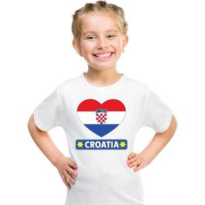 Kroatie hart vlag t-shirt wit jongens en meisjes 110/116