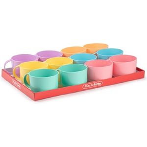 PlasticForte Drinkbekers - 48x stuks - gekleurd - kunststof - 570 ml - soepkommetjes - bekers