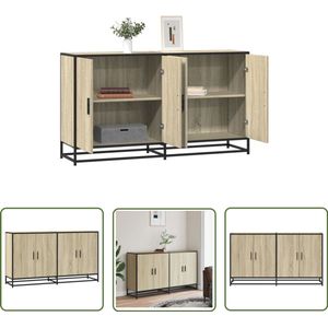 The Living Store Dressoir 134x35x76 cm bewerkt hout sonoma eikenkleurig - Dressoir - Salontafel - Houten Kast - Opslagoplossing - Industrieel Design