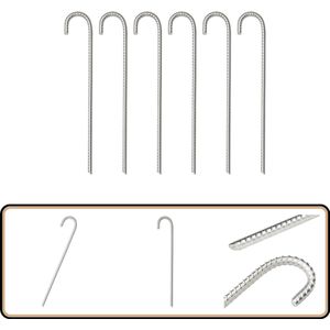 vidaXL Tentharingen 6 st ?10 mm 37 cm staal Tent Harken - Campingharingen - Caravan Accessoires - Tuinaccessoires - Outdoor Gear