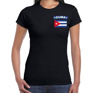Cuba t-shirt met vlag zwart op borst voor dames - Cuba landen shirt - supporter kleding XS