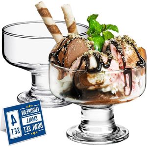 Luxe glazen ijskommen Set van 4 265ml 100% loodvrije dessertkommen Trifle Bowl ijscoupeschalen Footed kommen Parfait glazen - met zorgvuldig gekozen design Schalen set