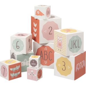 10 stuks blokken - Blokkendoos Roze Maat: 15x15x15 cm