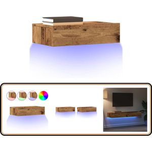 vidaXL Tv-meubels met LED-verlichting - 2 stuks Tv-meubels - Salontafel - Led Verlichting - Houten Tv-kast - Vintage Tv-stand