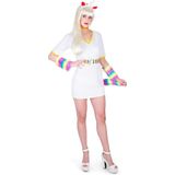 Karnival Costumes Regenboog Eenhoorn Unicorn kostuum voor vrouwen Carnavalskleding Dames Carnaval - Polyester - Maat L - 4-Delig Jurk/Armband/Nekband/Hoofdband