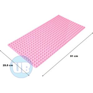 Uniblocks | Bouwplaat lichtroze – 51 x 25,5 cm | bouwplaten geschikt voor Duplo | grondplaten 32x16 noppen | stad | Combineer met DUPLO bouwstenen | bouwblokken