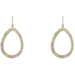 Day&Eve by Go Dutch Label Oorhangers Open Druppel Smal Olive Green