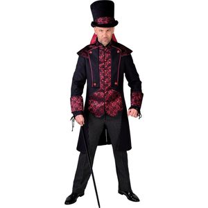 Magic By Freddy's - Steampunk Kostuum - Advocaat Negentiende Eeuw Berlijn - Man - Rood, Zwart - Medium - Carnavalskleding - Verkleedkleding