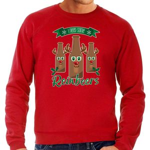 Bellatio Decorations foute kersttrui/sweater heren - Rudolf Reinbeers - rood - rendier/bier M