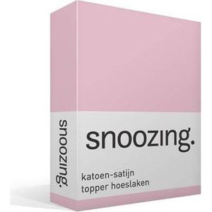 Snoozing - Katoen-satijn - Topper - Hoeslaken - Lits-jumeaux - 200x220 cm - Roze