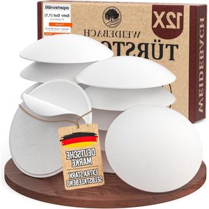 Deurstopper wit rubber zelfklevend - deurbuffer voor deurkruk en wand - diameter 40 mm hoogte 8 mm - 12 stuks