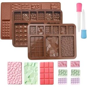 Selbro ® Siliconen chocoladevorm 3 stuks, 30 cellen multi-vorm chocoladevormen anti-aanbak chocoladevorm doe-het-zelf set voor creatieve chocoladecreaties