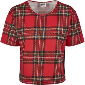 Urban Classics - AOP Tartan Short Oversized Crop top - XS - Rood/Zwart