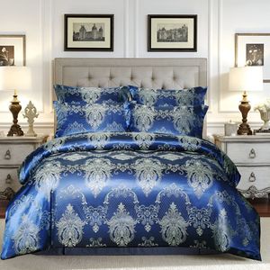 Jacquard Weave 3-Delig Dekbedovertrek Bed Euro Beddengoed Set Voor Dubbele Thuis Textiel Luxe Kussenslopen Slaapkamer Dekbed 200X230 Platina Blue