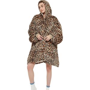 JAXY Hoodie Deken - Snuggie - Snuggle Hoodie - Fleece Deken Met Mouwen - 1450 gram - Hoodie Blanket - Luipaard