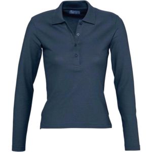 SOLS Dames/dames Podium Lange Mouw Pique Katoenen Polo Shirt (Denim)