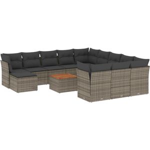 vidaXL 13-delige Poly Rattan Loungeset Grijs