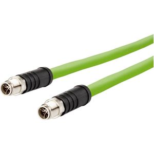 Metz Connect 142M6X11020 M12 Netwerkkabel, patchkabel CAT 6A SF/UTP 2.00 m Groen PUR-mantel, Zuurbestendig, Ozonbestend