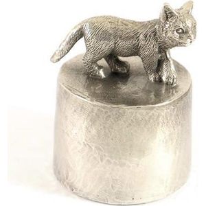 Poes 2 staand Zilvertin - Katten Asbeeld Dieren Urn Voor Uw Geliefde Poes Kat