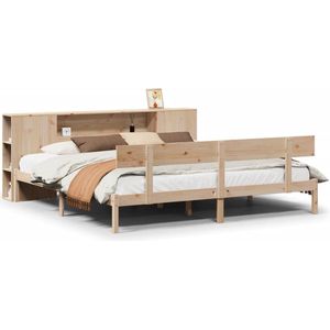 vidaXL - Bed - met - boekenkast - zonder - matras - massief - grenenhout - 200x200 - cm