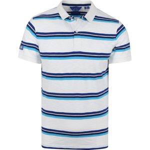 Superdry - Classic Polo Strepen Wit - Modern-fit - Heren Poloshirt Maat L