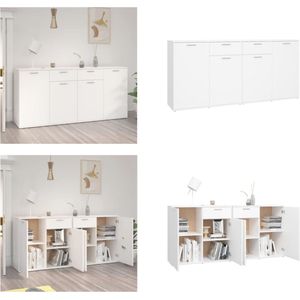 vidaXL Dressoir 160x36x75 cm spaanplaat wit - Dressoir - Dressoirs - Zijkast - Zijkasten