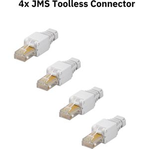 4x JMS Toolless Modulaire RJ45 Connector Cat6 (ook geschikt voor cat5, set van 4stuks)