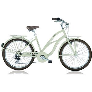 Damesfiets Classy - Met 7 versnellingen - Stadsfiets 26 inch - Fietsmand - Framemaat 45cm - V-brakes - Creme