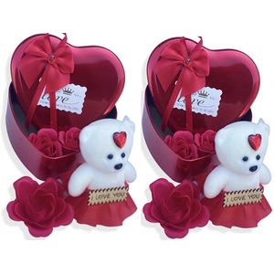 Valentijn cadeautje voor hem - 2 x blik - Rode rozen - Valentijn cadeautje voor haar - Giftset vrouw - Valentijns cadeautjes -Verjaardag cadeau vrouw -