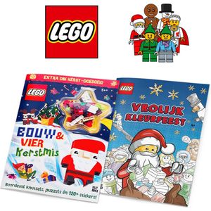 LEGO Kerstmis voordeelbundel - 2 LEGO boeken met bouwstenen en stickers - Extra dik Kerst-doeboek + LEGO Kleurboek - Vanaf 4 jaar en 5 jaar, leuk tot 12 jaar