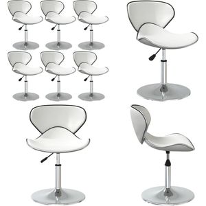 vidaXL Eetkamerstoelen 6 st kunstleer wit - Eetkamerstoel - Eetkamerstoelen - Keukenstoelen - Keukenstoel