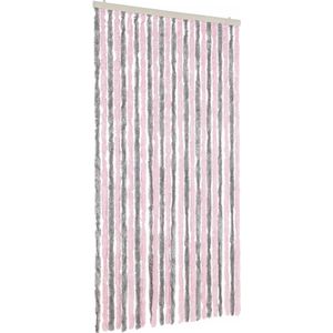 vidaXL-Vliegengordijn-100x220-cm-chenille-zilvergrijs-en-roze