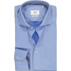 ETERNA 1863 slim fit casual Soft tailoring overhemd - twill heren overhemd - blauw (contrast) - Strijkvriendelijk - Boordmaat: 43