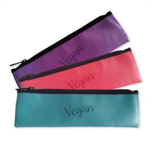 Pennenetui, Pennenzak vegan leer, Make up tas, Pen etui, School etui, Etui jongen, Etui meisjes, Etuis voor volwassenen en school - Paars | Vegan colletie