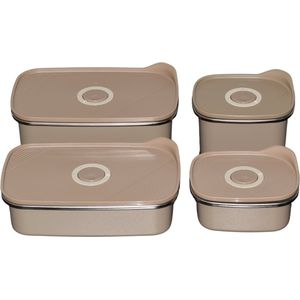 Femme Vitale Meal Prep Bakjes - Lekvrij, Luchtdicht & BPA vrij - Vershoudbakjes 4 Stuks - 300 ml, 500 ml, 700 ml, 1100 ml - Khaki