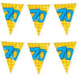 Paperdreams verjaardag 70 jaar thema vlaggetjes - 2x - feestversiering - 10m - folie - dubbelzijdig