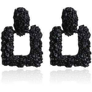 Cilla Chunky Vierkante Oorbellen - Black