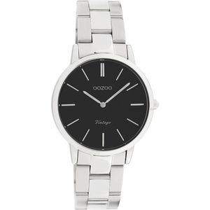 OOZOO Timepieces - Zilverkleurige horloge met zilverkleurige roestvrijstalen armband - C20043