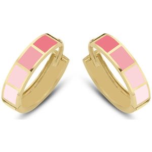 CO88 Collection Oorbellen Dames - Oorringen - Emaille - 16x4mm - Roze - Staal - Goudkleurig - 8CE-70489