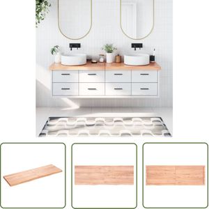 The Living Store Wastafelblad 180x60x(2-6) cm behandeld massief hout lichtbruin - Wastafelblad - Eikenhouten Wastafelblad - Keukenblad - Wasbakblad - Badkamer Meubilair