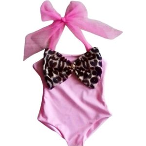 Maat 62 Zwempak badpak roze Dierenprint panterprint badkleding baby en kind zwem kleding zwemkleding