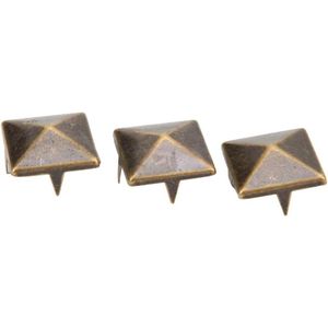 100 stuks piramideklinknagels 10-15 mm vierkante messing stippenknieten 4 klauwen metaal klinknagels kralen leer decoratie voor schoenen tassen armbanden kleding (brons 15 mm)