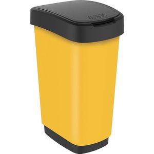 Twist afvalbak 50 l met deksel, kunststof (PP) BPA-vrij, geel, 50 l (40,1 x 29,8 x 60,2 cm)