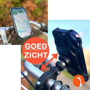 GOOS-E Telefoonhouder fiets - GSM houder fiets - met zicht vergroter - 360 graden draaien & knikken - fietshouder universeel - schokbestendig - sterk & stijlvol design.