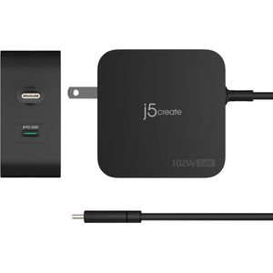 j5create 102W GaN PD USB-C 2-poorts lader met verwisselbare AC-stekkers